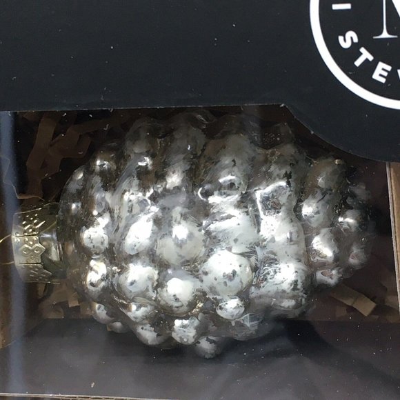 x16 Martha Stewart Frosted Silver Mercury Glass Ornament Set Pinecone Acorn NEW - Picture 6 of 9